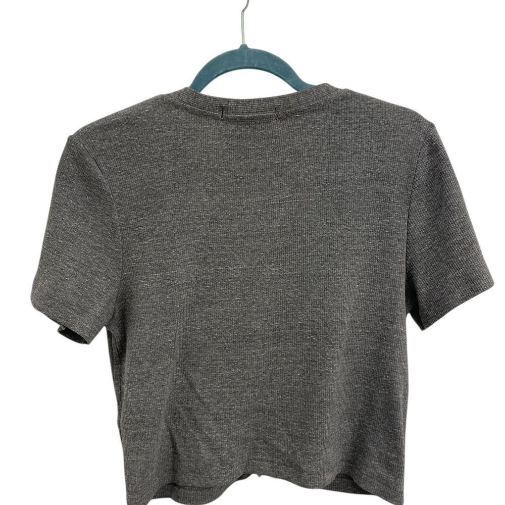 AMO Gray Ribbed Button-Up Cardigan. Size Large. - Picture 5 of 5